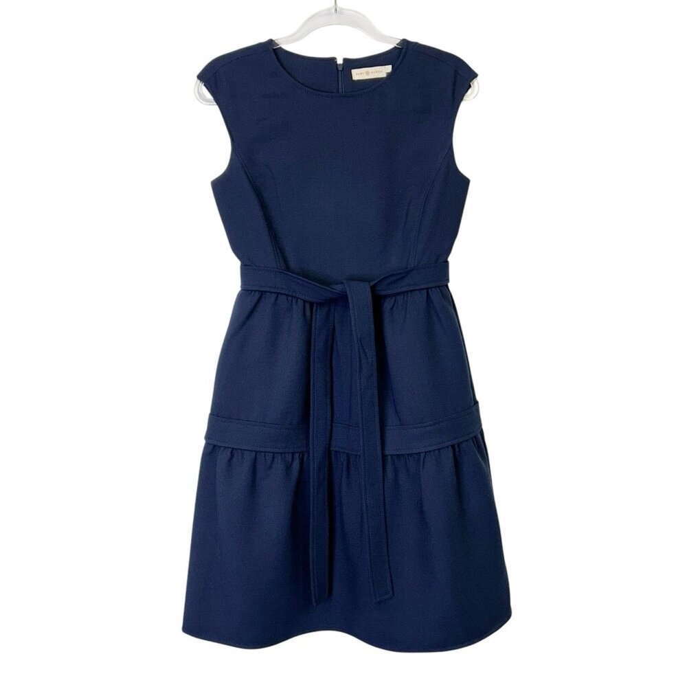 Tory Burch Navy Jane Dress Womens Size 2 Tie Waist